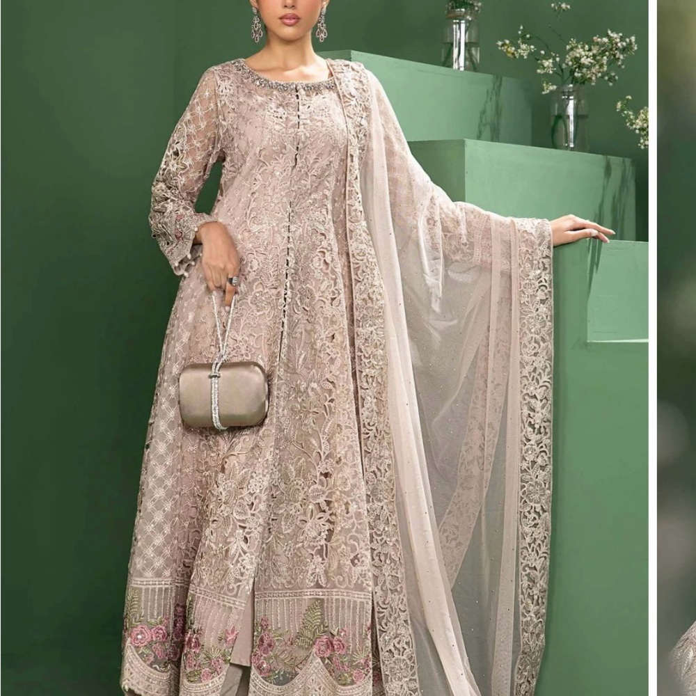 Elegant Lace Embroidered Dress - Beige